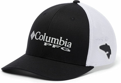 Columbia Unisex-Adult PFG Logo Mesh Ball Cap - High Crown Apparel & Accessories > Clothing Accessories > Hats Columbia Black Small-Medium 