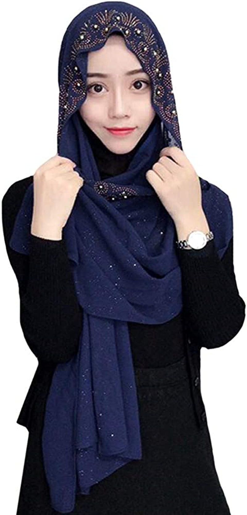 Women Solid Color Muslim Headscarf Turban Lightweight Jersey Hijab Scarf Wrap Apparel & Accessories > Clothing Accessories > Scarves & Shawls EDITHA 16blue One Size 