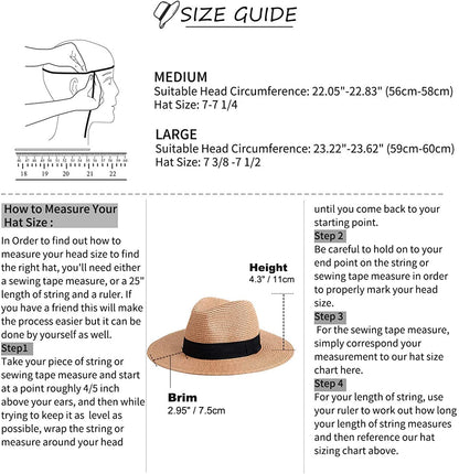 MAYLISACC Womens Straw Panama Hat, Wide Brim Beach Sun Hats Summer Foldable Travel Sunhat UPF50 Apparel & Accessories > Clothing Accessories > Hats MAYLISACC   