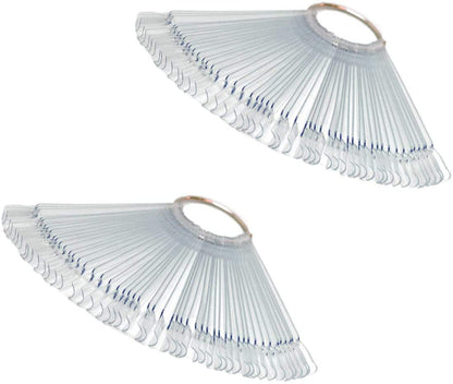Nail Display Tips Lukytimo 100 Pcs Clear Fan-Shaped False Nail Polish Board Nail Art Tips Practice Sticks Tools with Ring Holder (Transparent) (100) Health & Beauty > Personal Care > Cosmetics > Cosmetic Tools > Nail Tools LukyTimo 102 Count (Pack of 1)  