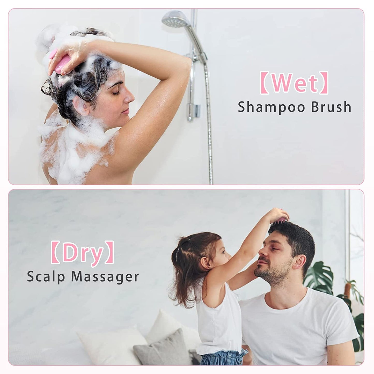 FREATECH Scalp Massager Shampoo Brush with Long & Flexible Silicone Bristles for Hair Care and Head Relaxation, Glide through Hair Easily, Dandruff Removal and Itching Relief, Wet and Dry, Pink Health & Beauty > Personal Care > Hair Care FREATECH   