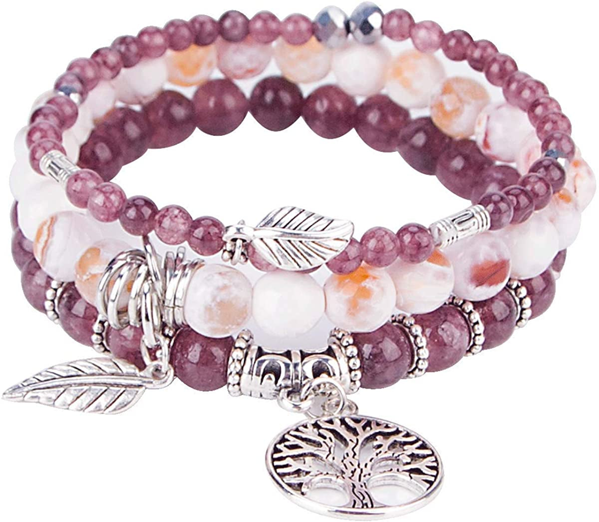 Tree of Life Turquoise Jasper & Tibetan Agate Gemstone Chakra Beaded Bracelet | Beach Charm Bracelet Set - Ocean Jewelry…… Apparel & Accessories > Jewelry > Bracelets Jardme Purple Mica  