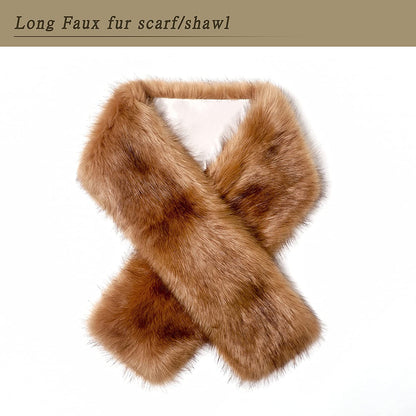 Dikoaina Women'S Winter Fake Faux Fur Scarf Wrap Collar Shawl Shrug Apparel & Accessories > Clothing Accessories > Scarves & Shawls Dikoaina   