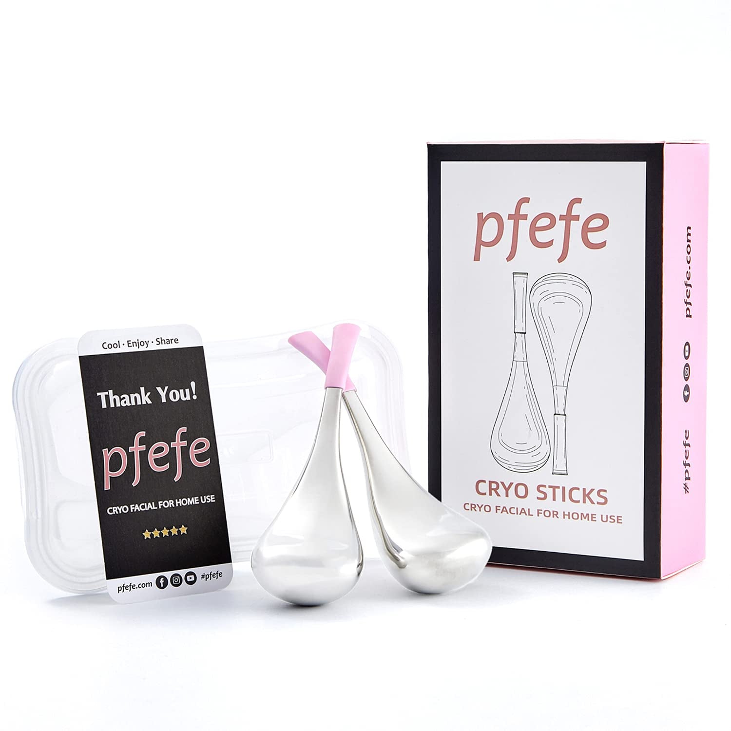Cryo Sticks Facial Skin Care Ice Globes for Women Face Eyes, Stainless Steel Face Beauty Tools for Girls Ladies, Esthetician Supplies Cooling Spa Globes with Storage Case Health & Beauty > Personal Care > Cosmetics > Cosmetic Tools > Skin Care Tools pfefe   