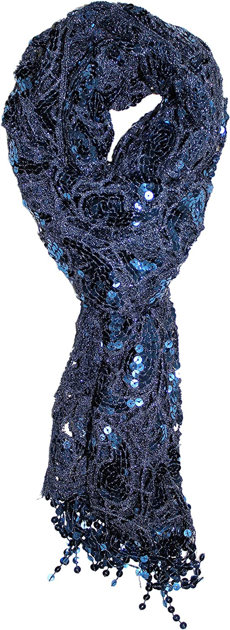 Ted & Jack - Luxe Bedazzled Sequin and Sparkle Scarf Apparel & Accessories > Clothing Accessories > Scarves & Shawls Ted and Jack Navy Paisley  