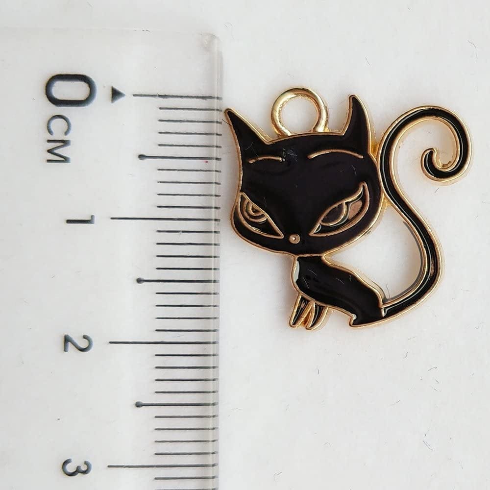 48Pcs Cate Cat Emanel Pendant Bracelet Charm Beads Findings Alloy Mix Lots (Multi-Color)