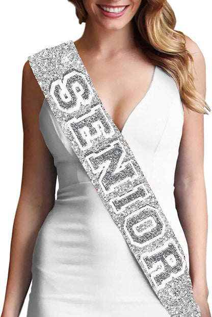Senior Sash - Senior Night Party Decorations - Senior 2023 Party Sports Event Sash Cheer Dance Team Apparel & Accessories > Clothing Accessories > Sashes RhinestoneSash   