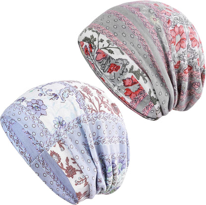 HONENNA Printed Turban Headband Chemo Cap Soft Sleep Beanie Apparel & Accessories > Clothing Accessories > Headwear HONENNA 2 Pack Style 3  