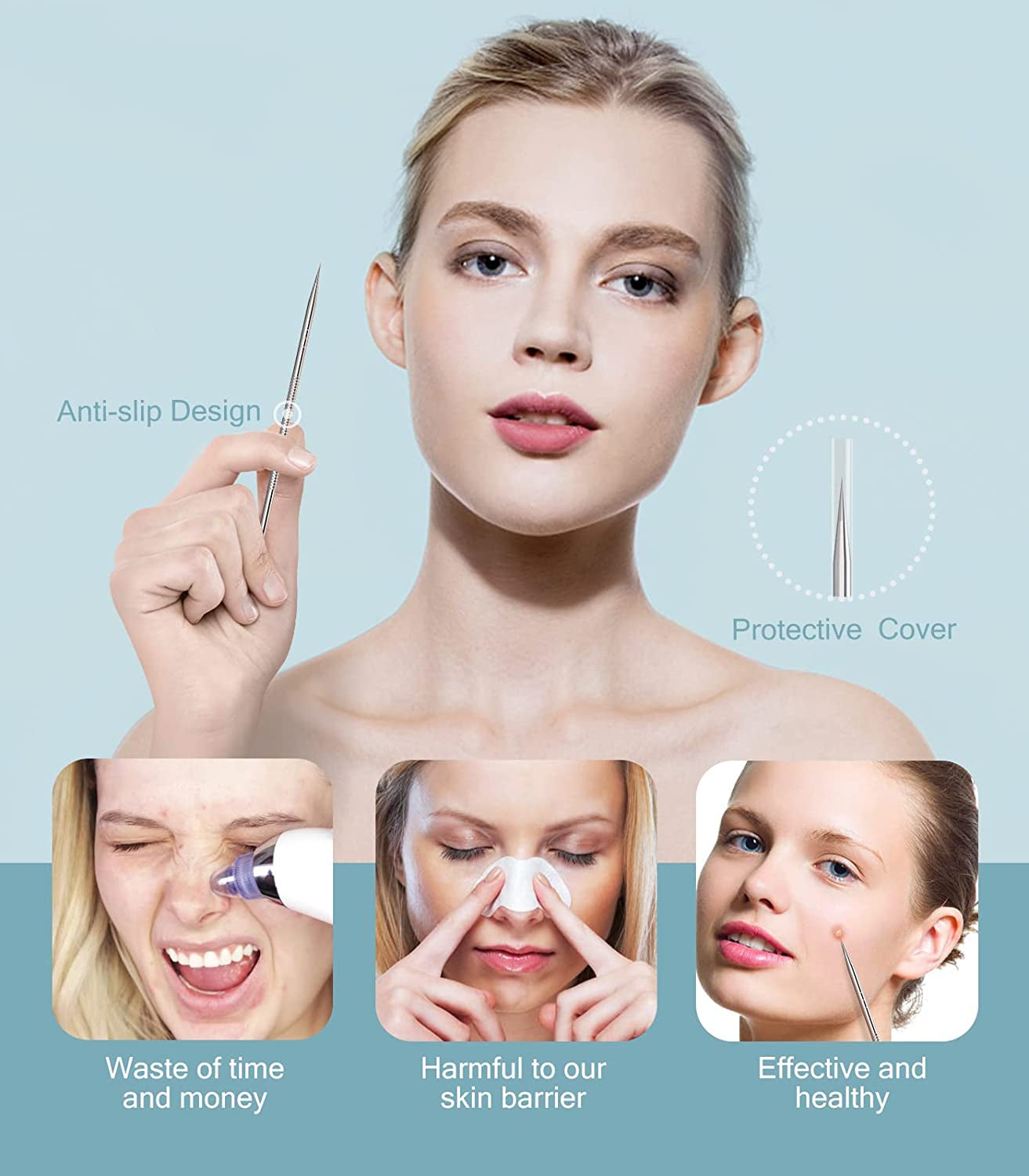 Pimple Popper Tool Kit, Upmore 6PCS Blackhead Remover Professional Stainless Acne Blemish Comedone Extractor Removal Tools with Metal Case and Tweezers for Whitehead Acne on Nose Face Health & Beauty > Personal Care > Cosmetics > Cosmetic Tools > Skin Care Tools Upmore   