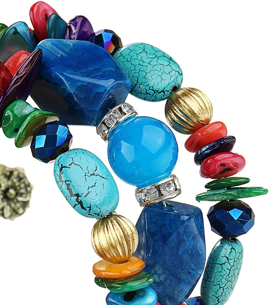 Boho Multilayer Irregular Agate Beads Charm Bracelets for Women Vintage Jade Stone Man Bracelets Yoga Bangles Ethnic Jewelry Apparel & Accessories > Jewelry > Bracelets MIXIA   