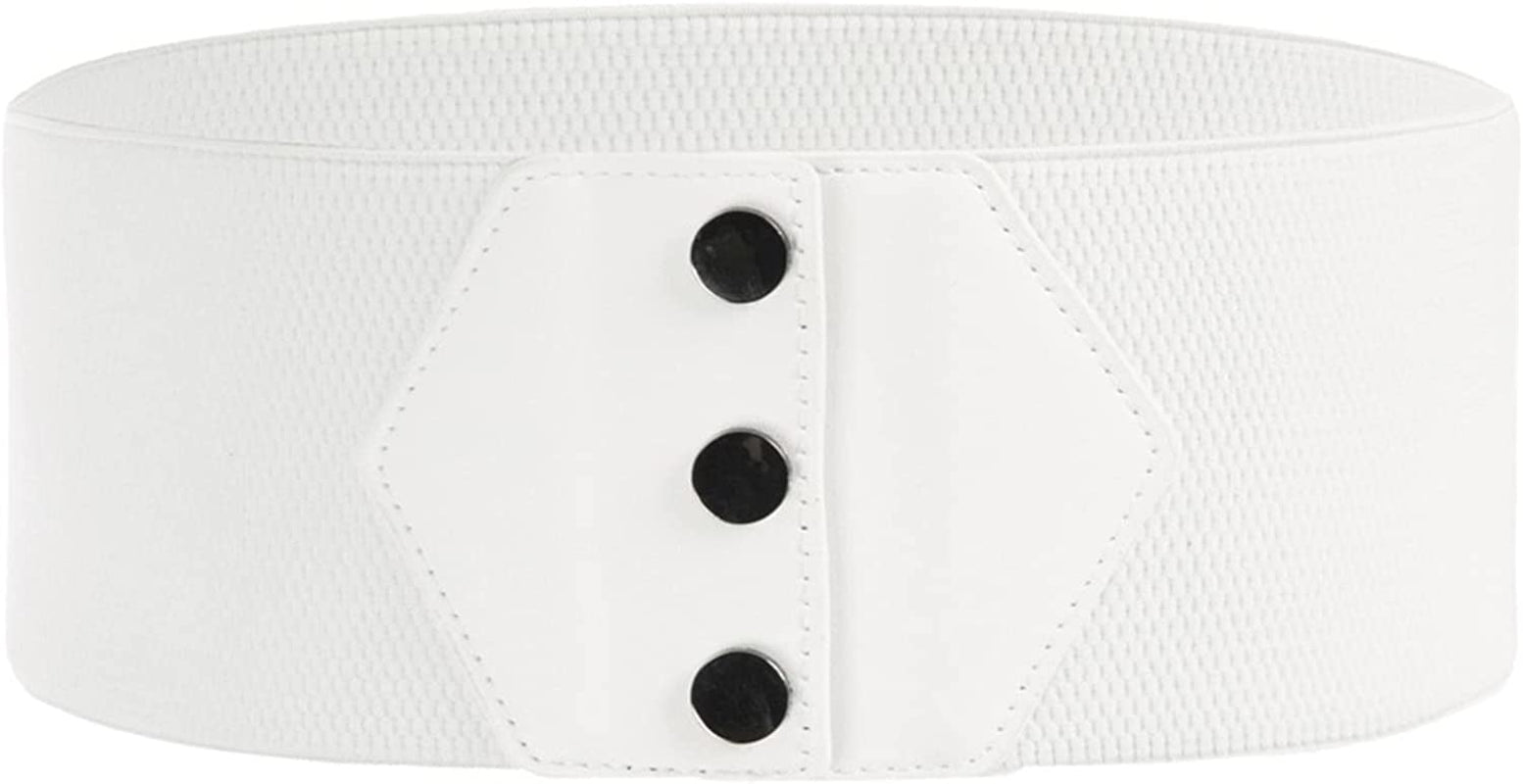 GRACE KARIN Women'S Snap-Button Corset Belt Wide Elastic Belts for Dress Stretchy Waistband Apparel & Accessories > Clothing Accessories > Belts GRACE KARIN Ivory Large 