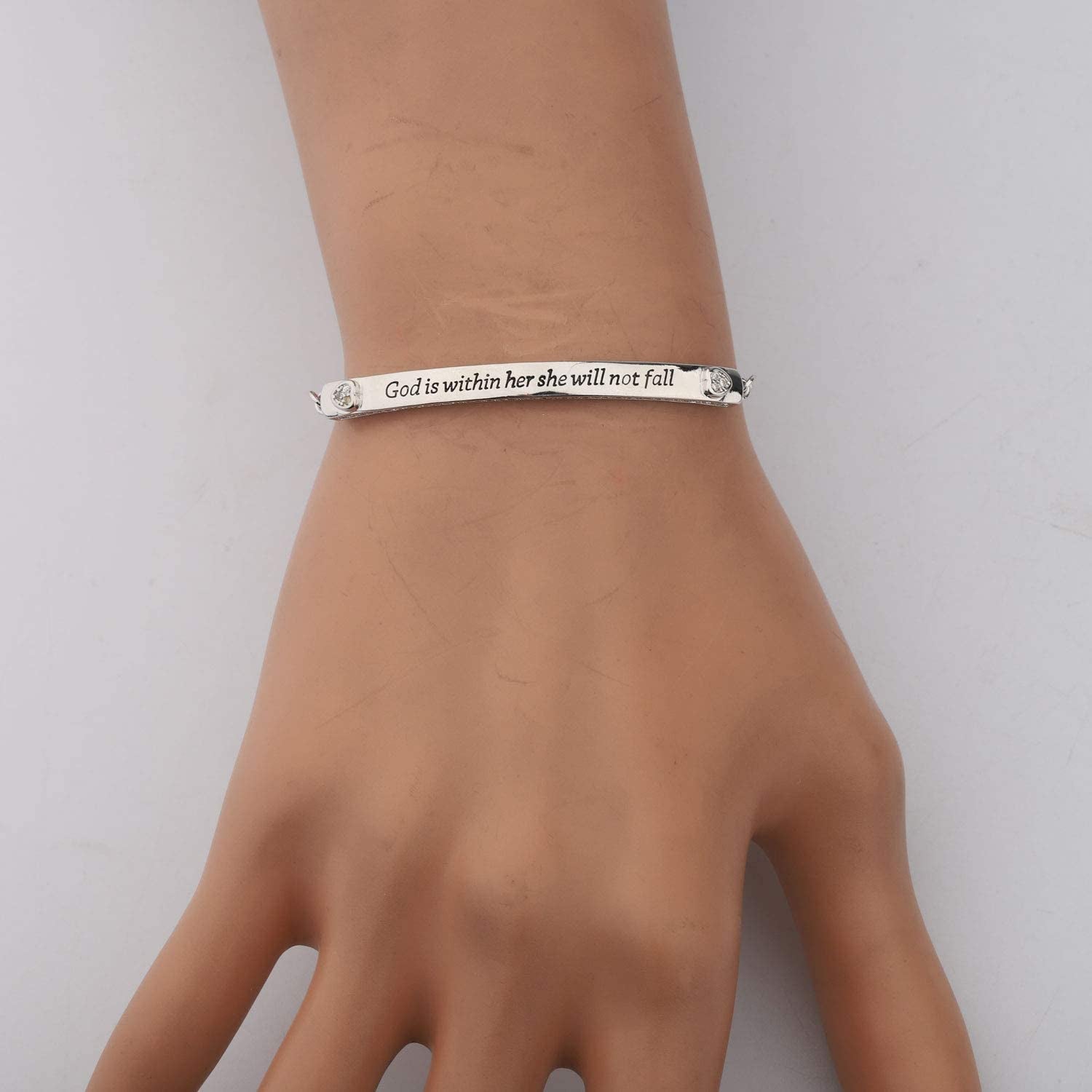 CENWA Christian Gift Religious Bracelet Jewelry 46:5 God Is within Her She Will Not Fall Zircon Bracelet Bible Verse Bracelet Gift Apparel & Accessories > Jewelry > Bracelets CENWA   