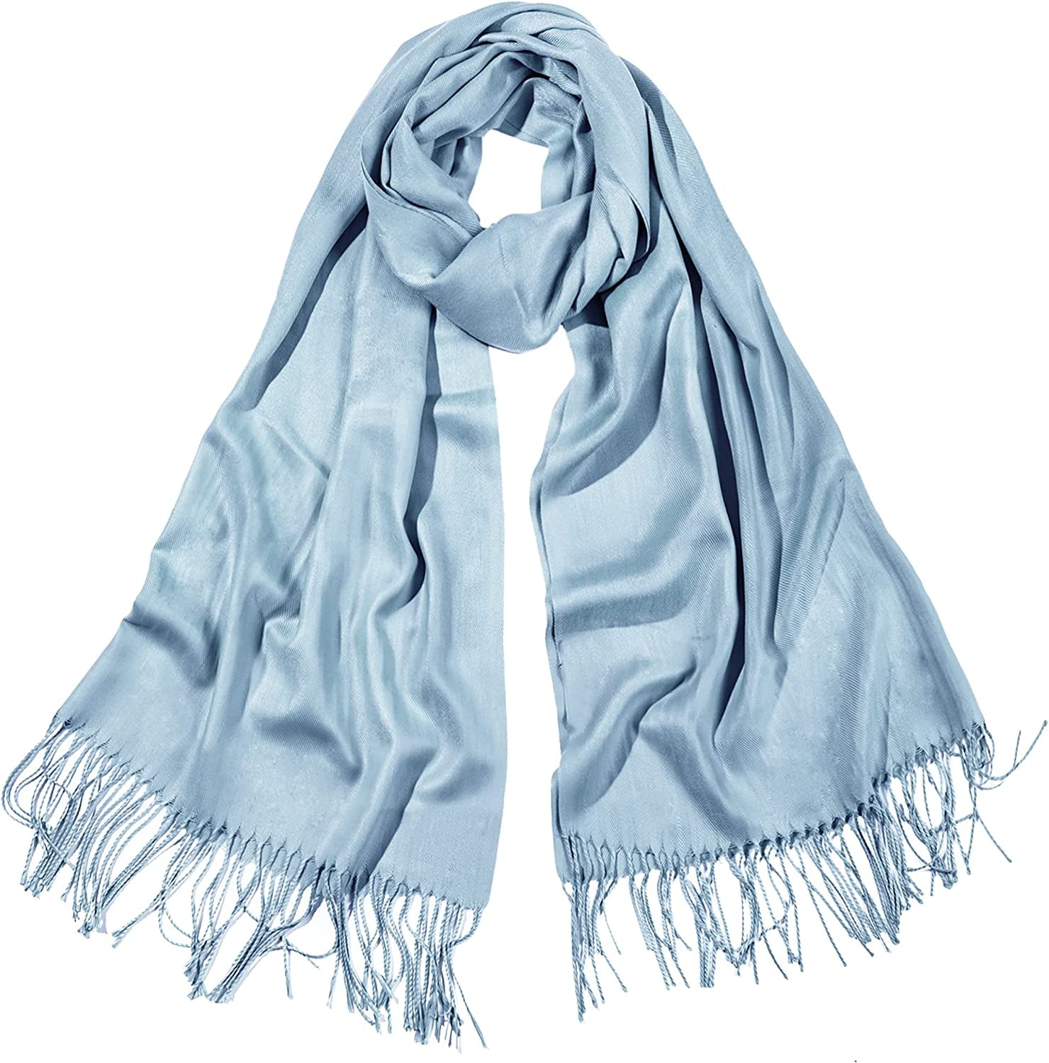 SOJOS Women Large Soft Cashmere Feel Pashmina Shawls and Wraps Winter Scarf for Evening Dresses SC304 Apparel & Accessories > Clothing Accessories > Scarves & Shawls SOJOS Light Blue  