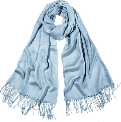SOJOS Women Large Soft Cashmere Feel Pashmina Shawls and Wraps Winter Scarf for Evening Dresses SC304 Apparel & Accessories > Clothing Accessories > Scarves & Shawls SOJOS Light Blue  