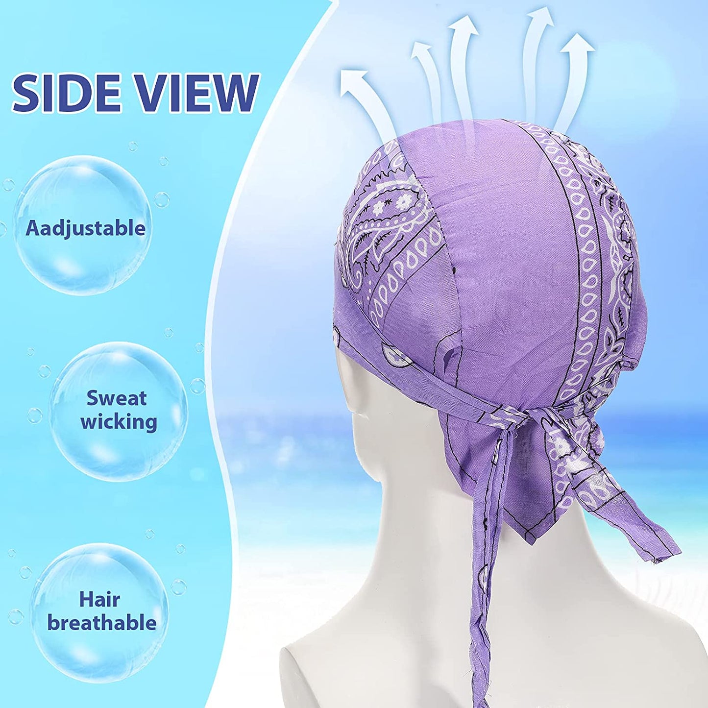 Huukeay 24 Pieces Do Rag Skull Caps Sweat-Wicking Beanie Cap Biker Skull Cap Paisley Bandana Cap Head Tie Cycling Cap Helmet Liner Skull Hat Quick-Drying Pirate Hats for Men Women, 24 Colors Apparel & Accessories > Clothing Accessories > Bandanas & Headties Huukeay   
