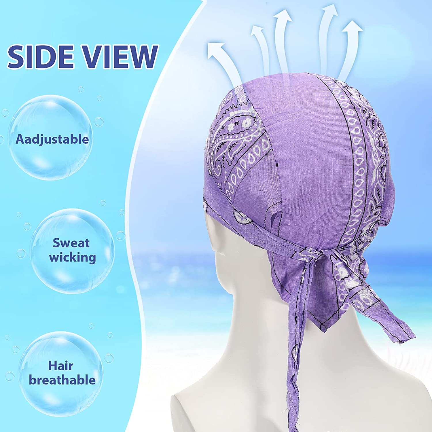 Huukeay 24 Pieces Do Rag Skull Caps Sweat-Wicking Beanie Cap Biker Skull Cap Paisley Bandana Cap Head Tie Cycling Cap Helmet Liner Skull Hat Quick-Drying Pirate Hats for Men Women, 24 Colors Apparel & Accessories > Clothing Accessories > Bandanas & Headties Huukeay   