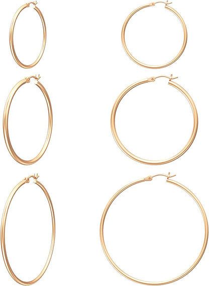 Gacimy Gold Hoop Earrings for Women 14K Real Gold Plated Hoops with 925 Sterling Silver Post Apparel & Accessories > Jewelry > Earrings Gacimy Rose Gold 30-40-50mm  