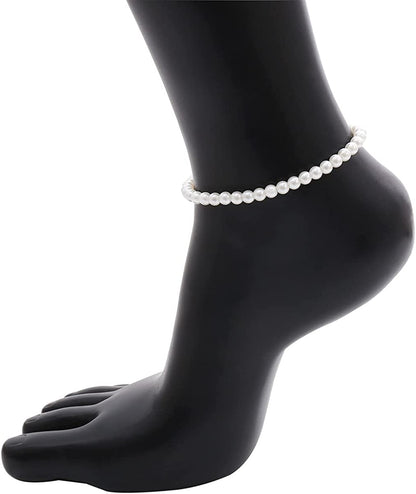 COLORFUL BLING 1Pc Pearl Handmade Anklet Simple Imitation Pearls Hand Woven Boho Foot Jewelry Anklet Bracelet Summer Beach for Women Girls Apparel & Accessories > Jewelry > Anklets COLORFUL BLING   