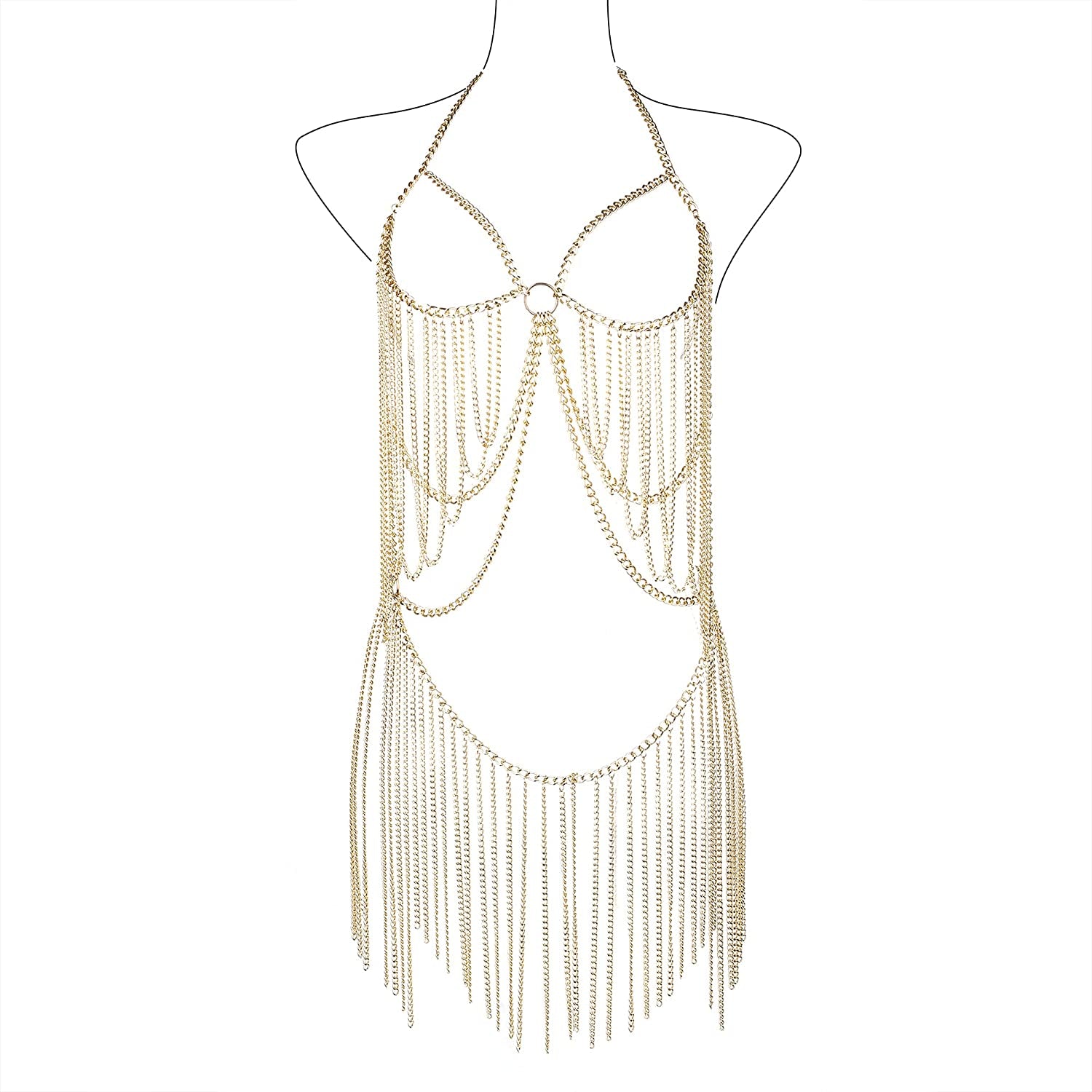 Ccbodily Body Chain Jewelry for Women - Fashion Boho Backless Full Body Chain Belly Chain Jewelry Set for Costume Party Apparel & Accessories > Jewelry > Body Jewelry CCbodily Style-3  