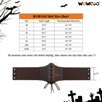 Corset Belt for Women Lace up Elastic Leather Waist Corset Tied Waspie Belt for Renaissance Pirate Halloween Costume Apparel & Accessories > Clothing Accessories > Belts WOWOGO   