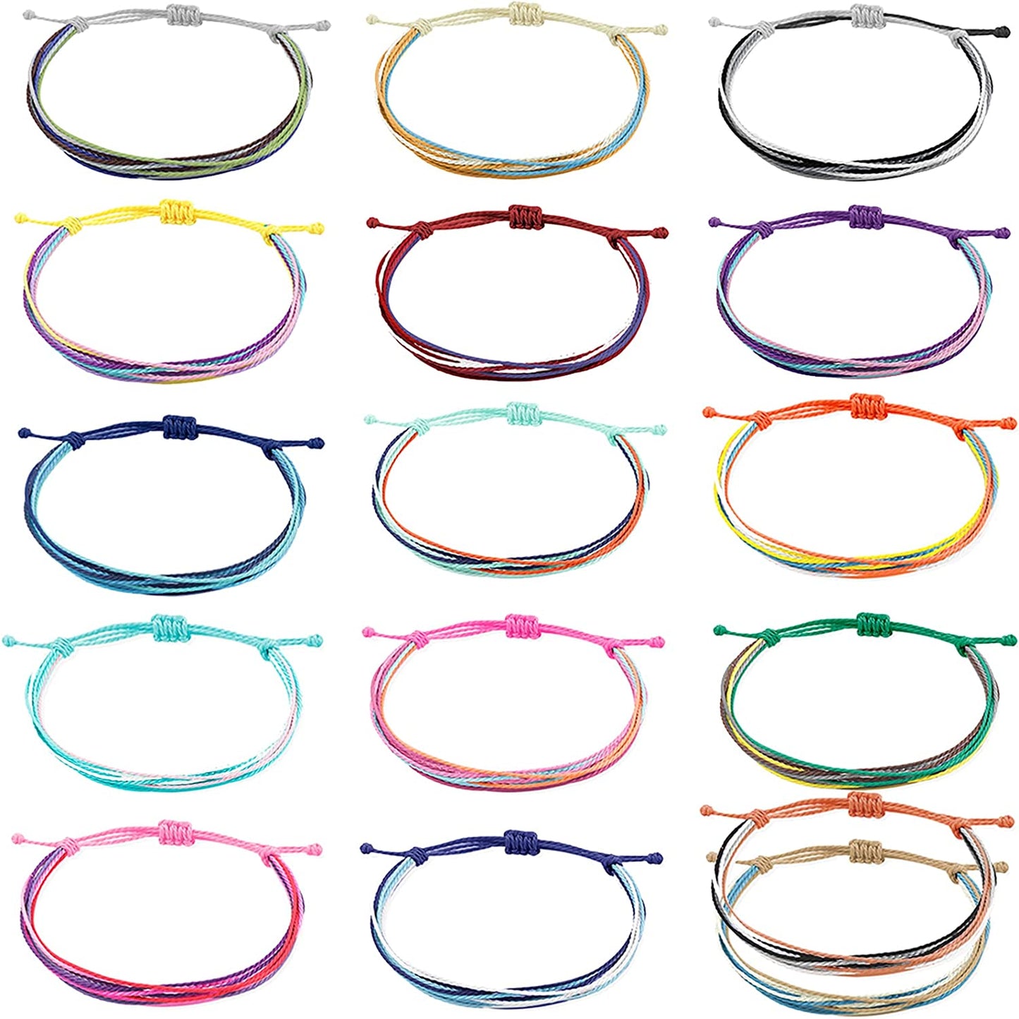HUASAI Vsco String Bracelets for Teen Girls Women Waterproof Boho Rope Bracelets Wave Surfer Bracelets Summer Beach Anklets Apparel & Accessories > Jewelry > Anklets HUASAI 16 Pcs Colorful String Bracelets Anklets  