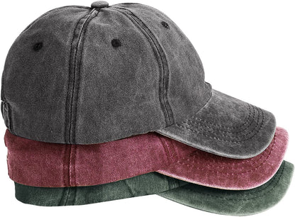 MEINICY 3 Pack Washed Plain Baseball Cap, Retro Adjustable Dad Hats Gift for Men/Women,Unstructured/Cotton Apparel & Accessories > Clothing Accessories > Hats MEINICY Black+burgundy+od Green  