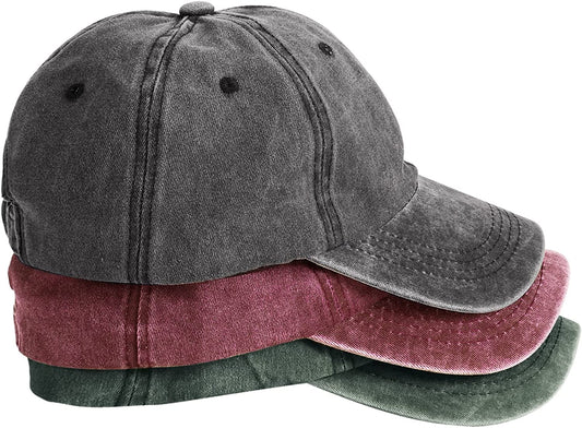 MEINICY 3 Pack Washed Plain Baseball Cap, Retro Adjustable Dad Hats Gift for Men/Women,Unstructured/Cotton Apparel & Accessories > Clothing Accessories > Hats MEINICY Black+burgundy+od Green  