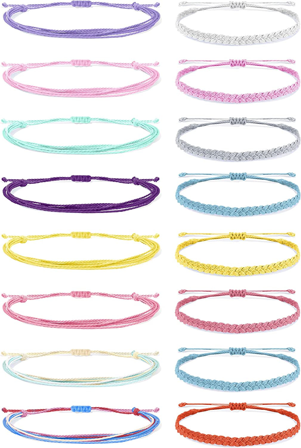Waterproof String Bracelets for Girls Summer Wave Bracelet Friendship Handmade Wave Bracelet Apparel & Accessories > Jewelry > Bracelets Highven W-16pcs-String Bracelets  