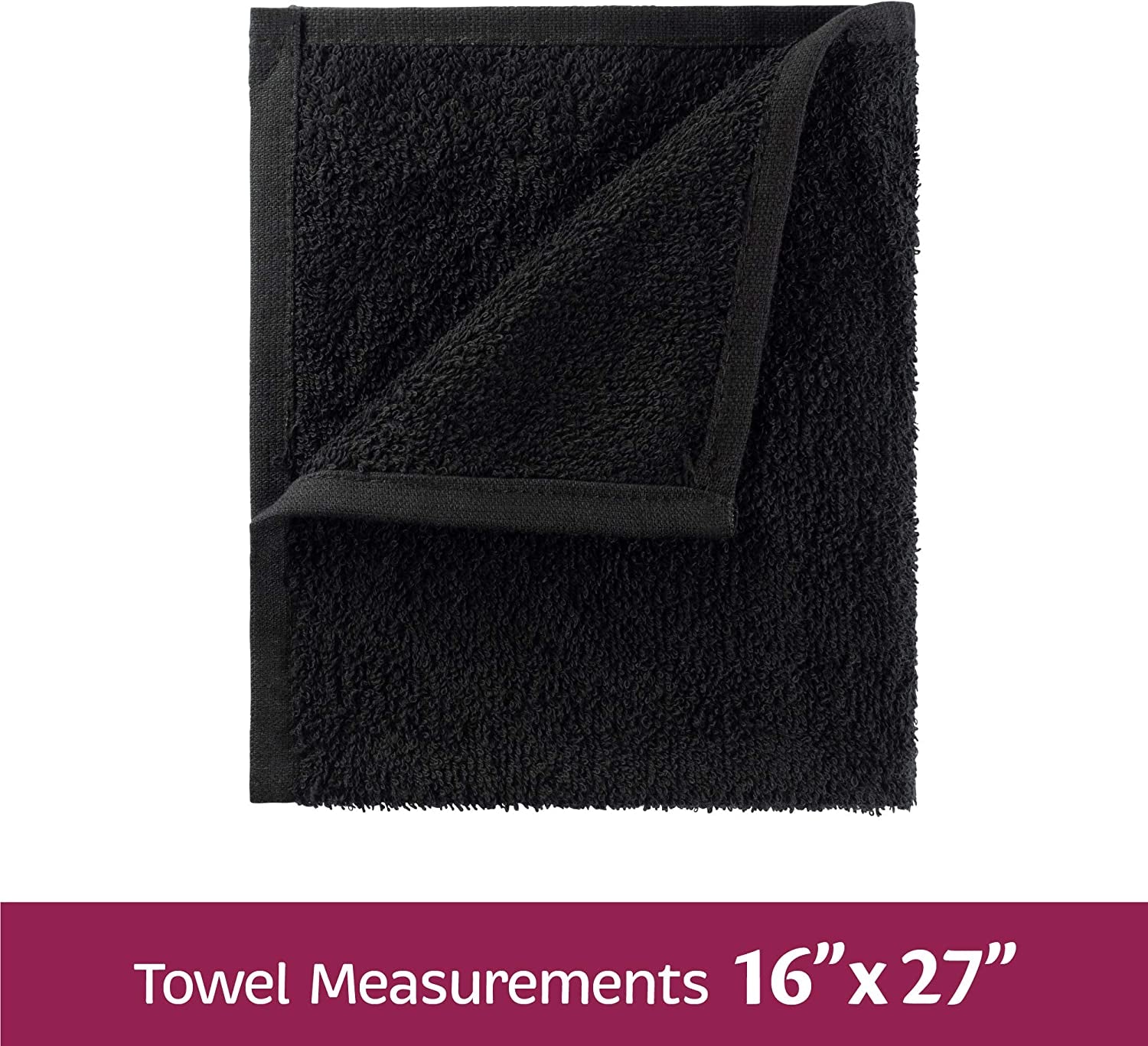 Groko Textiles Black Bleach Proof Towels Set, 24 Pack 100% Cotton 16" X 27" Color Safe, Stain Resistant, Quick Drying Towels for Beauty, Hair and Nail Salon, Gym, Spa and Home Hair Care Health & Beauty > Personal Care > Hair Care Groko Textiles   