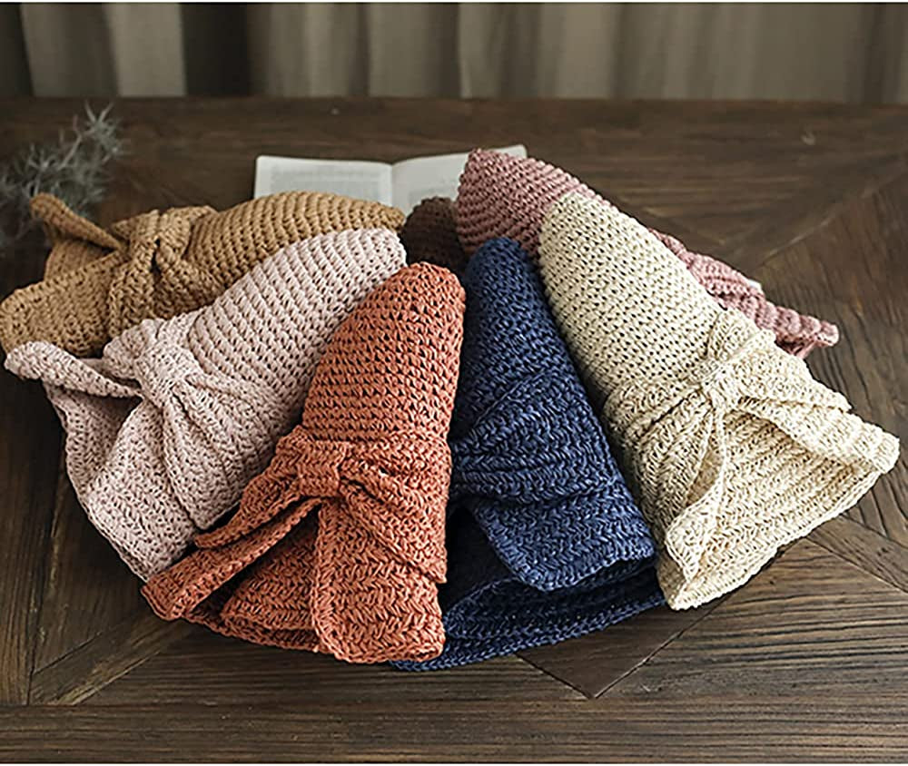 Foldable Wide Brim Floppy Straw Beach Sun Hat,Summer Cap with Bowknot for Women Girls,Strap Adjustable Apparel & Accessories > Clothing Accessories > Hats Bseash   