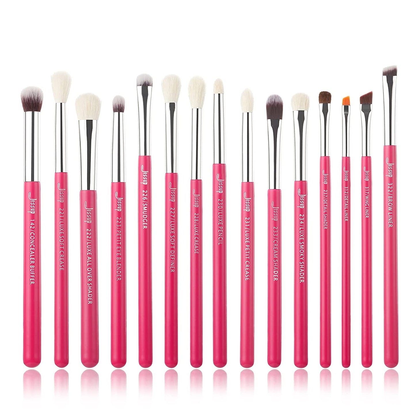 Jessup 15Pcs Professional Makeup Brushes Set Make up Brush Tools Kit Eye Liner Shader Wood Handle Natural-Synthetic Hair Brushes Pearl Black/Rose Gold T157 Health & Beauty > Personal Care > Cosmetics > Cosmetic Tools > Makeup Tools Jessup Silver/Rose Carmine  