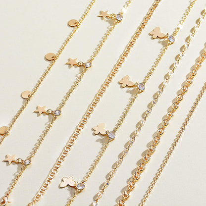 Gold Dainty Anklet,14K Gold Plated Boho CZ Star Beach Cute Pig Nose Tassel Disc Foot Chain Ankle Bracelet Lace Chain Anklet for Women… Apparel & Accessories > Jewelry > Anklets Mevecco   