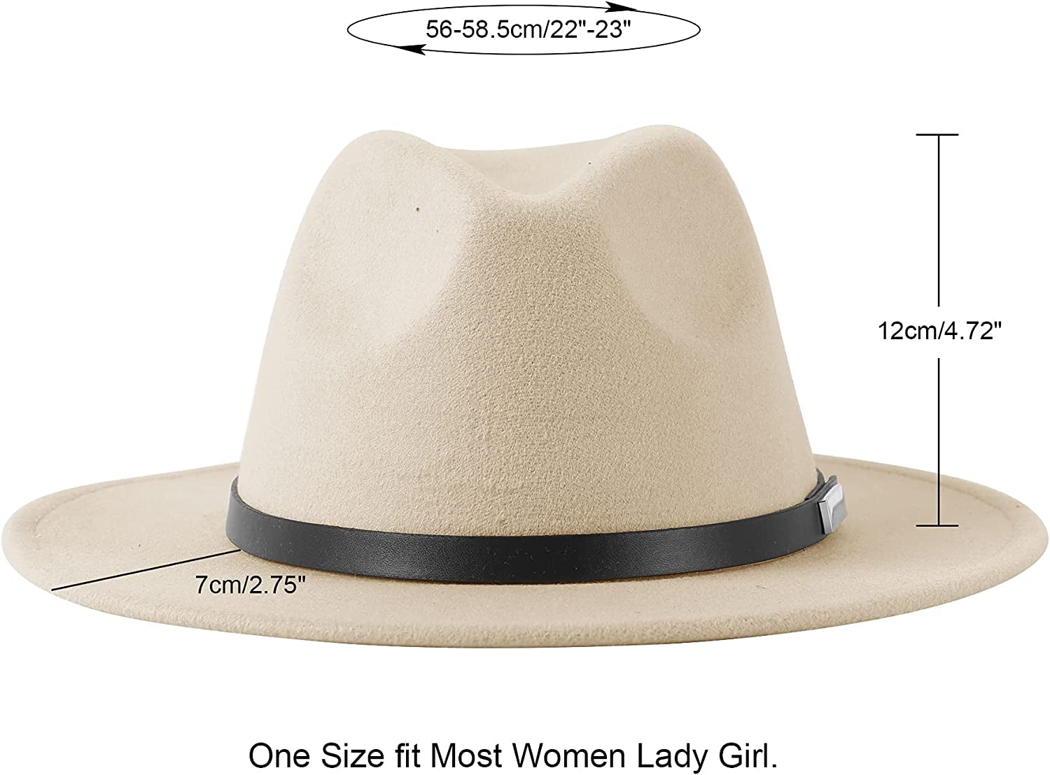 Lanzom Women Lady Retro Wide Brim Floppy Panama Hat Belt Buckle Wool Fedora Hat Apparel & Accessories > Clothing Accessories > Hats Lanzom   