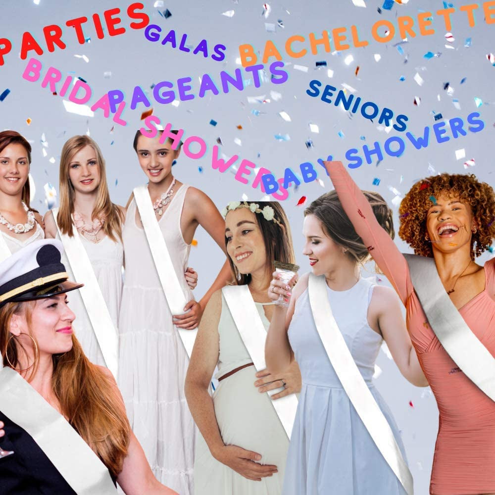 Blank White Satin Sash 6 Pack - Make Your Own Party, Pageant or Party Sash for Parades, Party, Pageants, Baby Showers, Bachelorette Parties (6 Pack Satin White Sashes) Apparel & Accessories > Clothing Accessories > Sashes Jade Ibis   