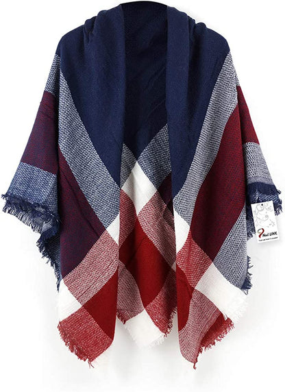 Neal LINK Women'S Plaid Scarf Blanket Wrap Warm Tartan Checked Shawl Tartan Scarves Pashmina Cape Apparel & Accessories > Clothing Accessories > Scarves & Shawls Neal LINK Blue White Purple  