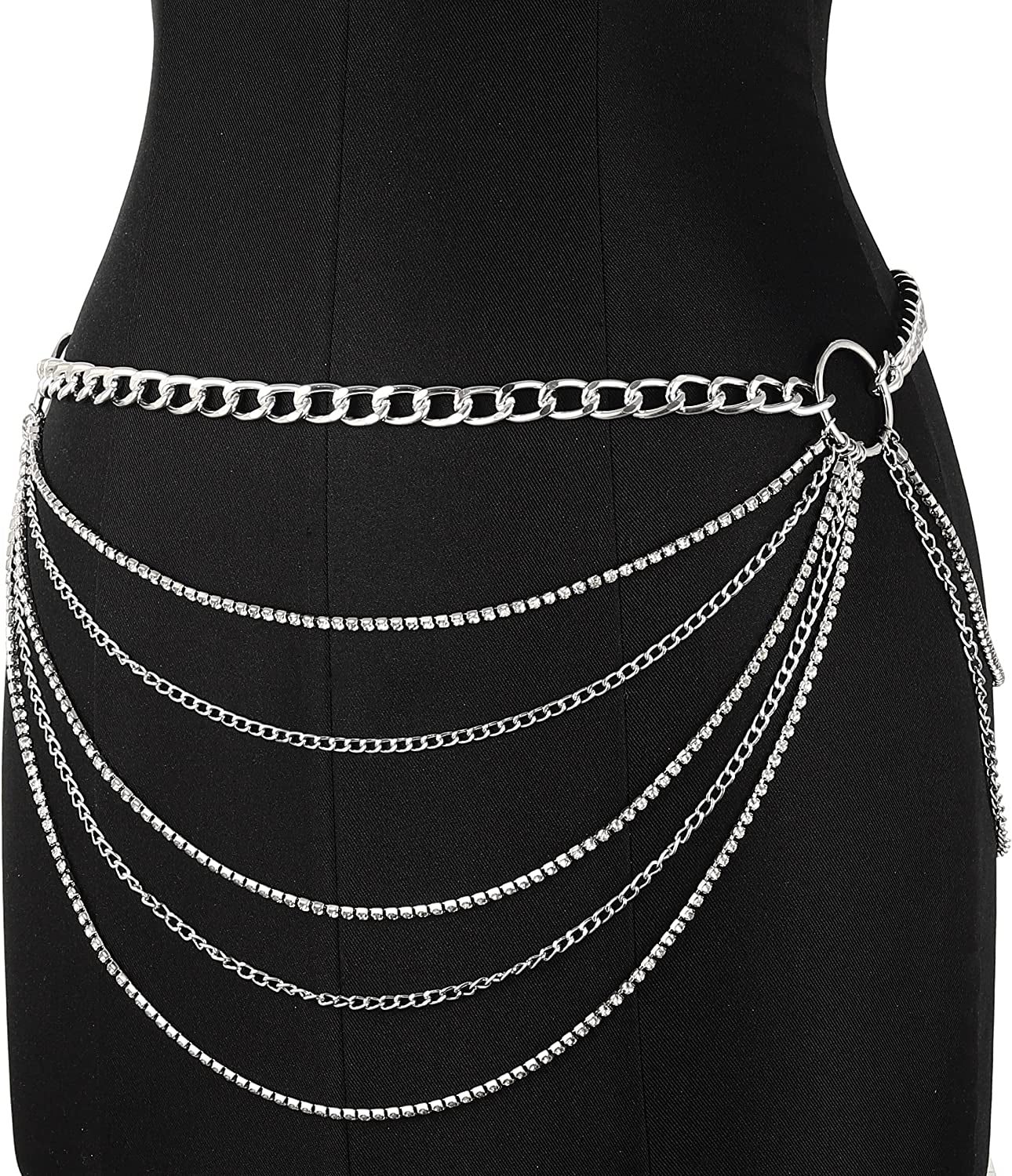 Body Chains Belts for Women Girls Sexy Waist Chain Rhinestone Body Jewelry Rave Outfits Festival Accessories Apparel & Accessories > Jewelry > Body Jewelry FNQUFUJ   