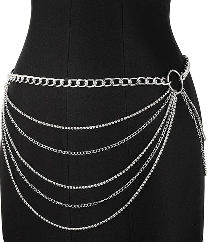 Body Chains Belts for Women Girls Sexy Waist Chain Rhinestone Body Jewelry Rave Outfits Festival Accessories Apparel & Accessories > Jewelry > Body Jewelry FNQUFUJ   