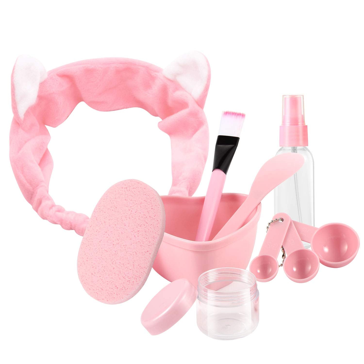 Urfashion Face Mask Mixing Bowl Set,10 in 1 Cat Shape Headband Spray Brush Stick Spatula Puff Measure Spoon Lady Face Skin Care Mask Mixing Tool Sets Health & Beauty > Personal Care > Cosmetics > Cosmetic Tools > Skin Care Tools URfashion   
