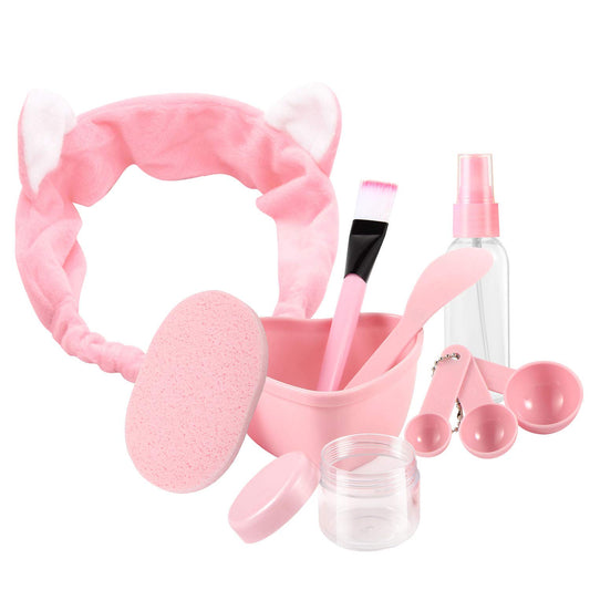 Urfashion Face Mask Mixing Bowl Set,10 in 1 Cat Shape Headband Spray Brush Stick Spatula Puff Measure Spoon Lady Face Skin Care Mask Mixing Tool Sets Health & Beauty > Personal Care > Cosmetics > Cosmetic Tools > Skin Care Tools URfashion   