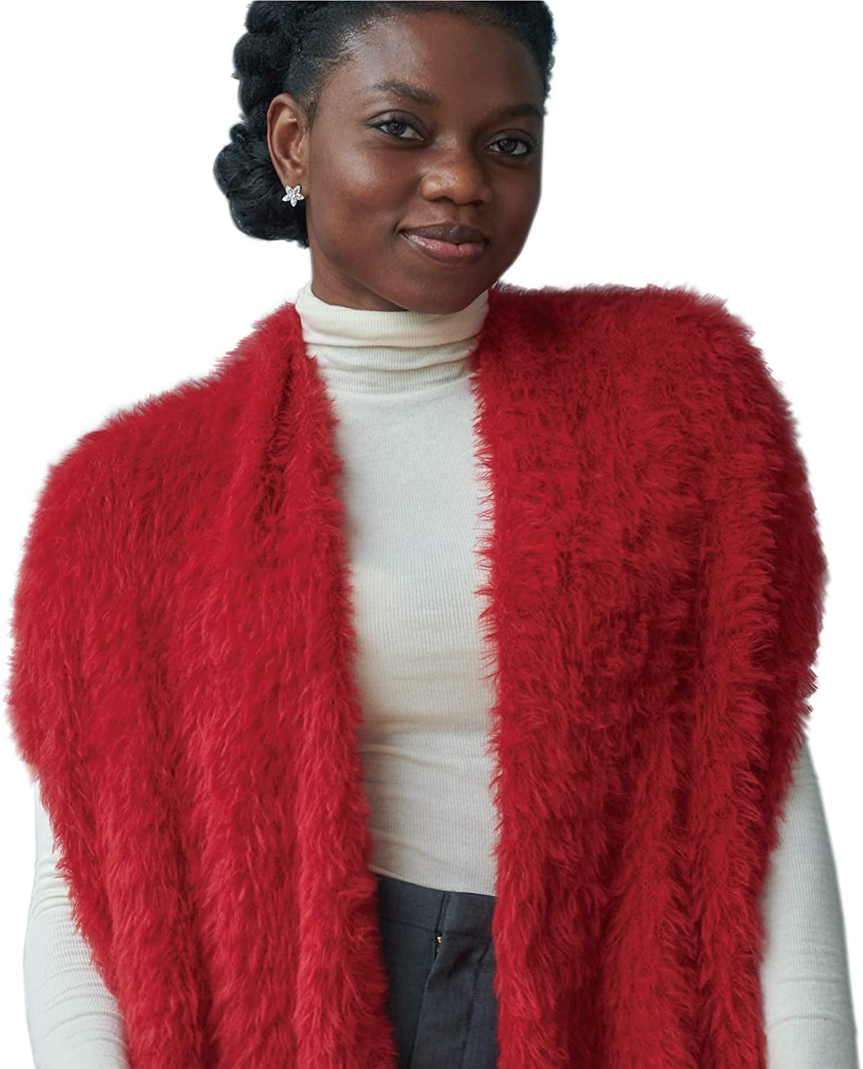 ONE Scarf: Infinity Scarf, Faux Fur Shawl, Giving Shawl, Scarfs for Women Winter Warm, Shawl Wraps for Women by KM CHOICE Apparel & Accessories > Clothing Accessories > Scarves & Shawls KM CHOICE Burgundy Red  