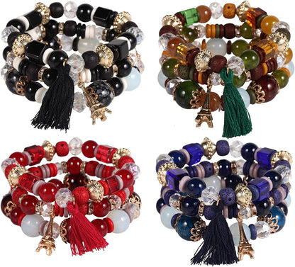 Solosoya Bohemian Boho Stackable Bracelets for Women Set, Girls Stretch Multilayer Stack Beads Colorful Beaded Charm Bracelets Girl Handmade Jewelry Apparel & Accessories > Jewelry > Bracelets Solosoya Color A  