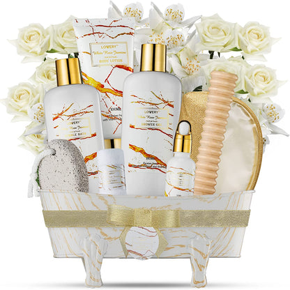 Spa Gifts for Women, Relaxation Gifts for Her, Bath and Body Gift Set, White Rose Jasmin Spa Kit, Self Care Gifts for Women & Men - Thank You, Birthday, Unique, Personalized Gifts for Mom, Best Friend Health & Beauty > Personal Care > Cosmetics > Bath & Body LOVERY   