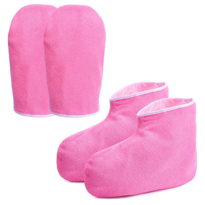 Noverlife Paraffin Wax Work Gloves & Booties, Wax Bath Hand Treatment Mitts Foot Spa Cover for Women, Thin Heat Therapy Insulated Soft Cotton Mittens Feet Hand Care Set - Blue Health & Beauty > Personal Care > Foot Care Noverlife Pink - Thin Fabric & Hook and Loop Fastener  