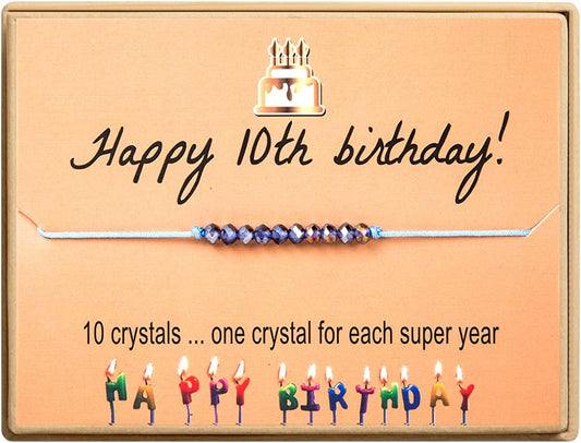 Happy Birthday Bracelet Gift for Teen Girls,Crystal Beads Bracelet Gifts for 10 Year Old Girl Birthday Jewelry Apparel & Accessories > Jewelry > Bracelets KGBNCIE 10 th Birthday Gift  