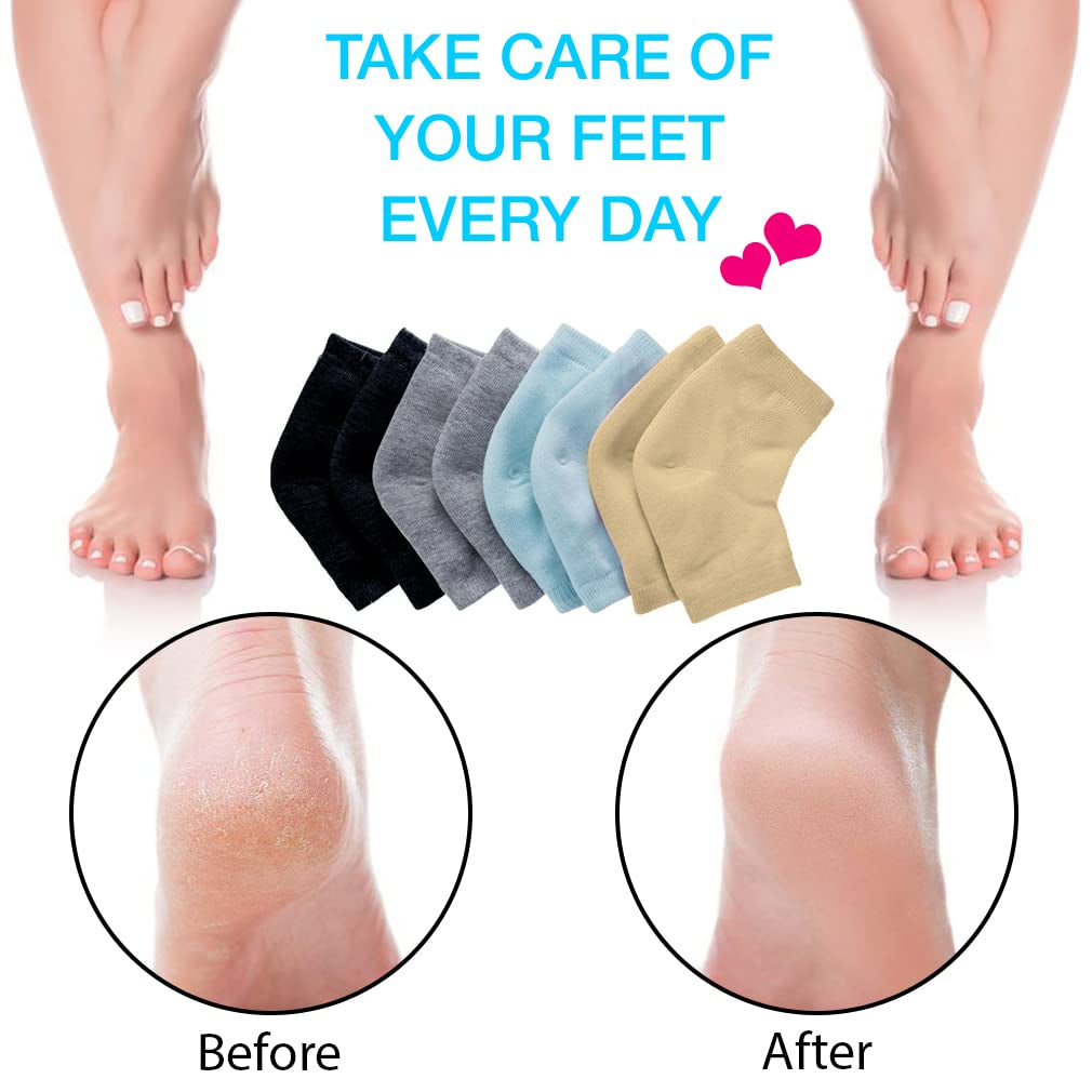 Nado Care Moisturizing Socks Lotion Gel for Dry Cracked Heels - Spa Gel Socks Humectant Moisturizer Heel Balm Foot Treatment Care Heel Softener Compression Cotton - 4 Pair Health & Beauty > Personal Care > Foot Care Nado care   