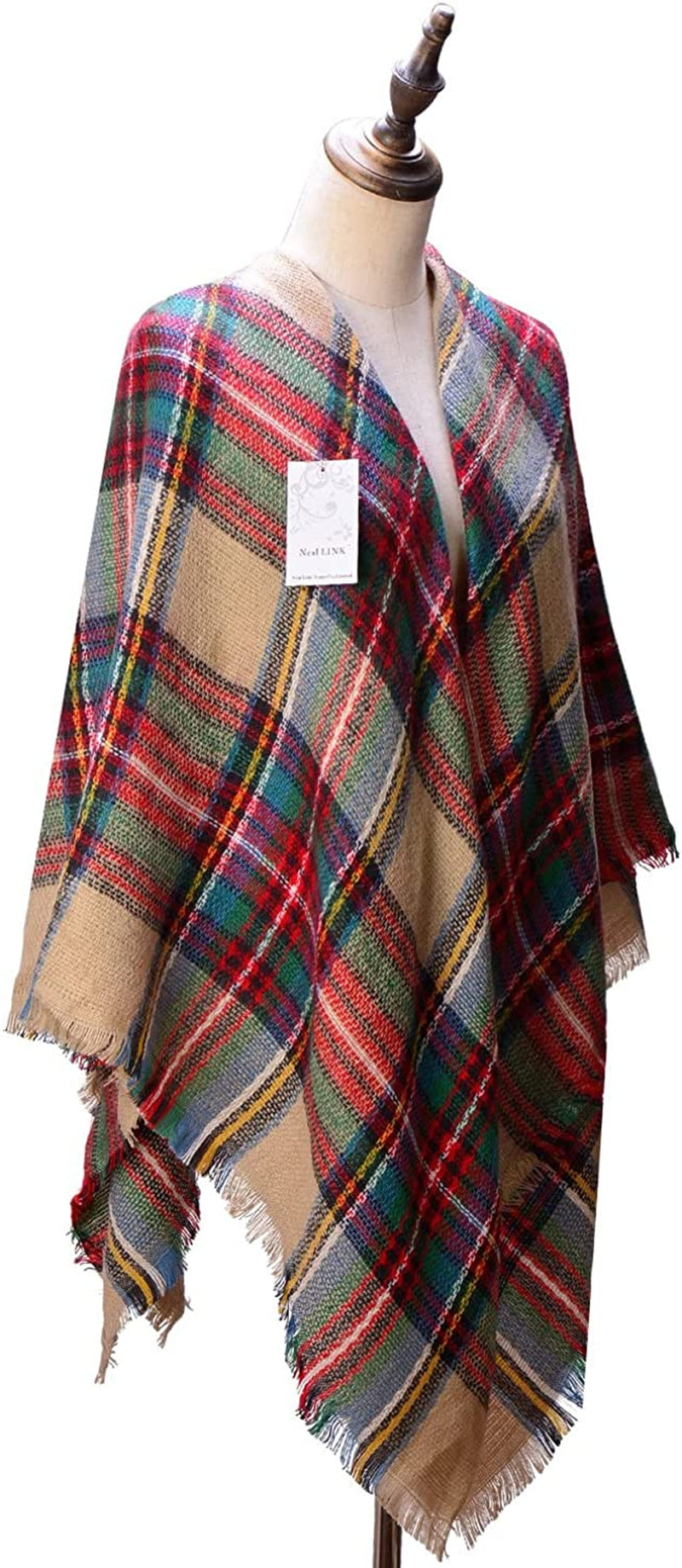 Neal LINK Women'S Plaid Scarf Blanket Wrap Warm Tartan Checked Shawl Tartan Scarves Pashmina Cape Apparel & Accessories > Clothing Accessories > Scarves & Shawls Neal LINK   