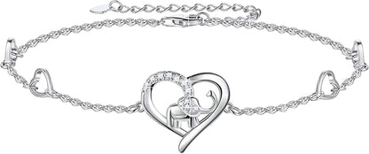 Heart Elephant Anklet 925 Sterling Silver Love Elephant Ankle Bracelet Gift for Women Girlfriend Jewelry(Big Bracelet) Apparel & Accessories > Jewelry > Anklets YZSFMZGE silver 9.7" Anklet/Large Bracelet 