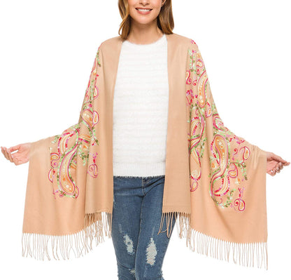 Women'S Embroidered Oversize Tassel Shawl Scarf Wraps for Women Apparel & Accessories > Clothing Accessories > Scarves & Shawls Urban CoCo   