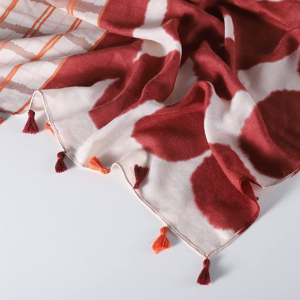 FRAIFICE Lightweight Scarf for Women for Spring Summer Fall Geometric Scarves Shawl Wrap Pashimina with Tassels Apparel & Accessories > Clothing Accessories > Scarves & Shawls FRAIFICE   