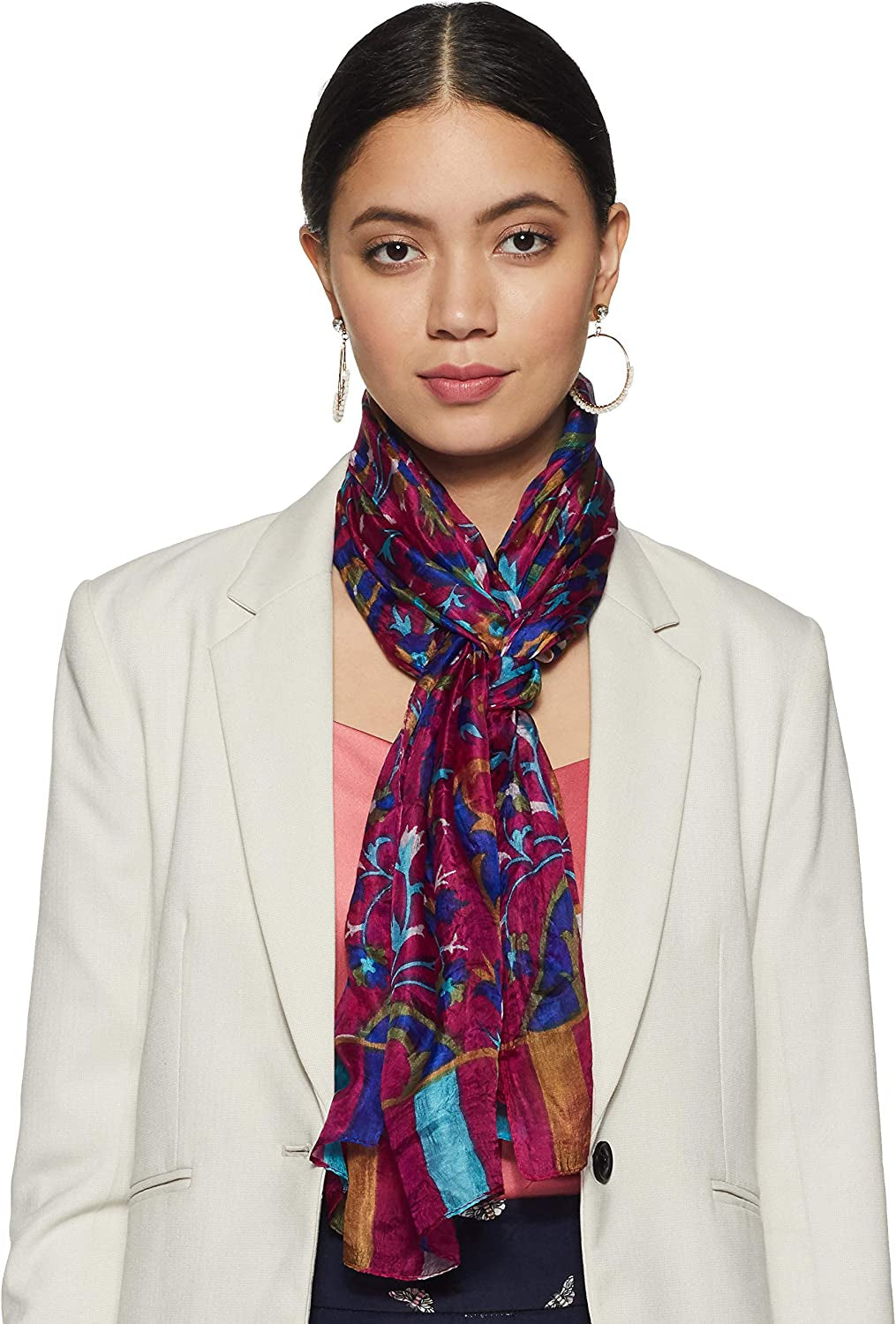 Stylore 100% Silk Scarf Long Lightweight Sunscreen Shawl Wrap Scarves Apparel & Accessories > Clothing Accessories > Scarves & Shawls Stylore Pa Magenta  